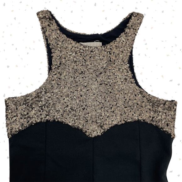 One Teaspoon Black Gold Sequin Bodycon Party NYE Graduation Holiday Dress XXS - Picture 4 of 13